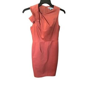 Antonio Melani Dress Size 4‎ Sleeveless Sheath Ruffle Coral Career Cocktail